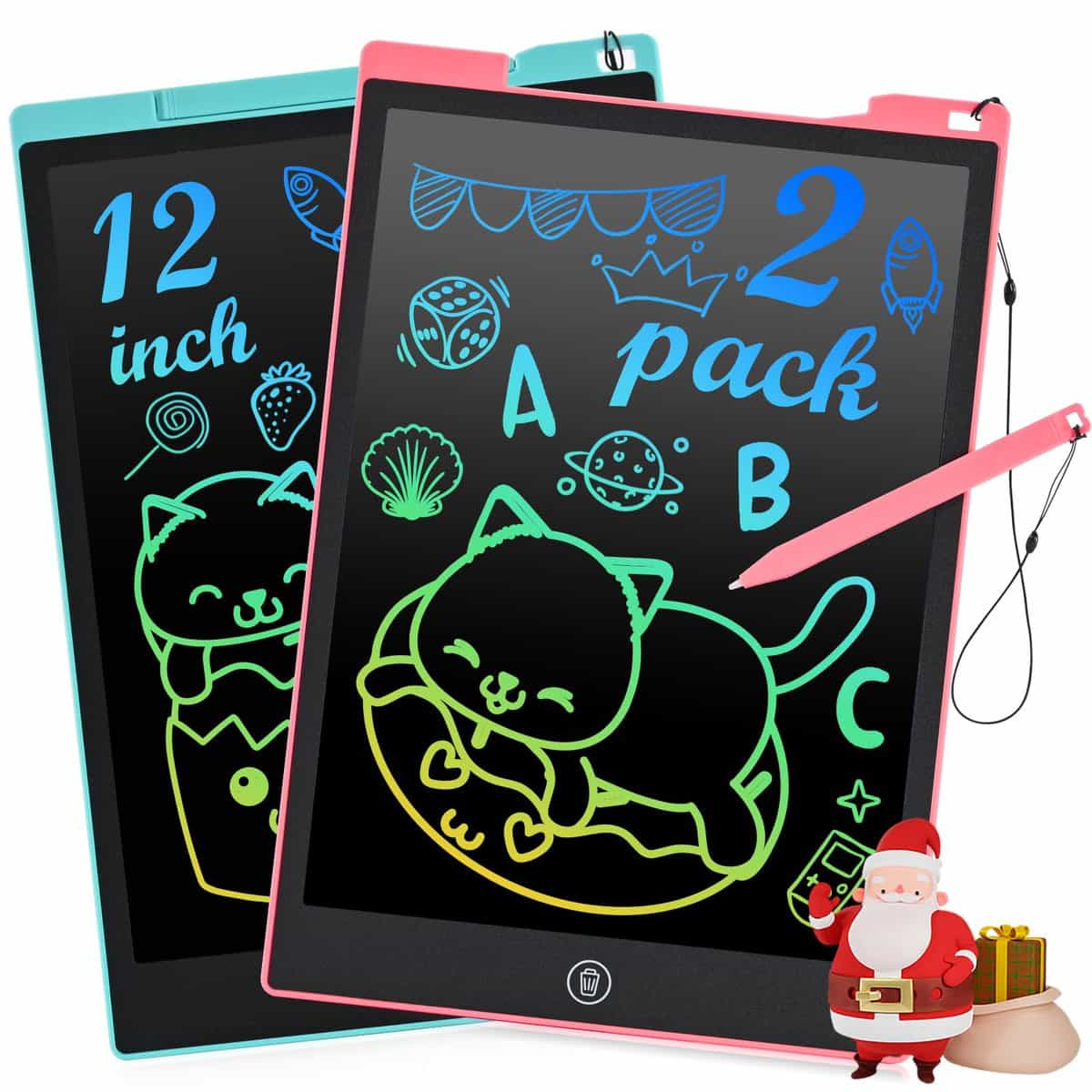 RaceGT Drawing Tablet, Christmas Stocking Fillers Kids Toys Age 2 3 4 5 6 Toddler Drawing Pad Electronic Notepad Xmas Gifts LCD Writing Tablet 12 inch Free Games for Girls Boys