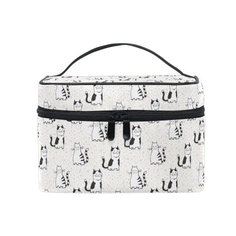 Cat Print Makeup Bag – Spacious Toiletry Organizer with Handle, Ideal Gift for Women and Teens.