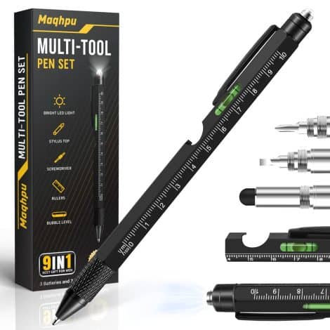 Maqhpu Men’s Multi Tool Pen – Perfect Secret Santa or Stocking Filler, Ultimate Christmas Gift for Him!