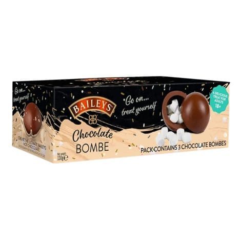 Baileys Hot Chocolate Bombe Trio with Marshmallows – Perfect Gift for Christmas! (130g, 1 pack)