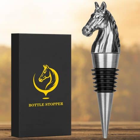 LULLEA Dark Silver Horse Head Wine Stopper – Perfect for horse and wine lovers! Ideal gift for any occasion.