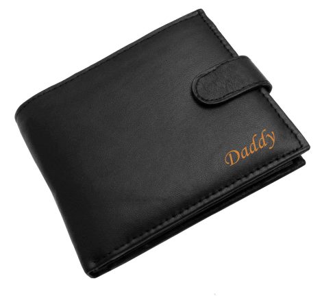 Customizable Engraved Black Leather Men’s Wallet with Coin Pocket – a Perfect Gift Idea! (Black)