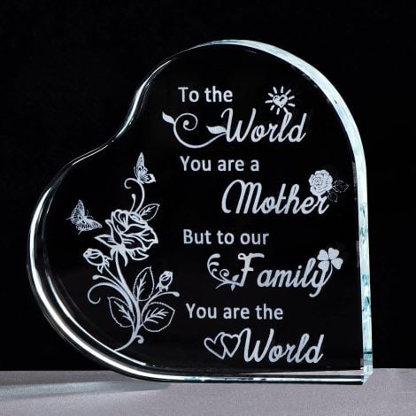 Engraved Glass Heart Keepsake – A beautiful gift for Mum from Daughter or Son with sentimental quote. Perfect for Mother’s Day.