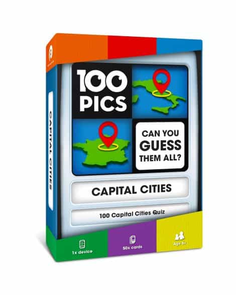 Travel Game featuring Geography Flash Cards for kids and adults – 100 PICS Capital Cities, perfect for pocket puzzles.