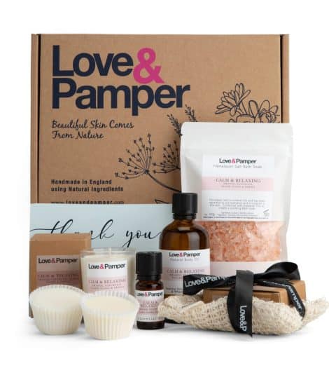 Indulgent and eco-conscious Aromatherapy Gift Set for women, including a Sisal Soap Pouch, Essential Oil, and luxurious pampering items.