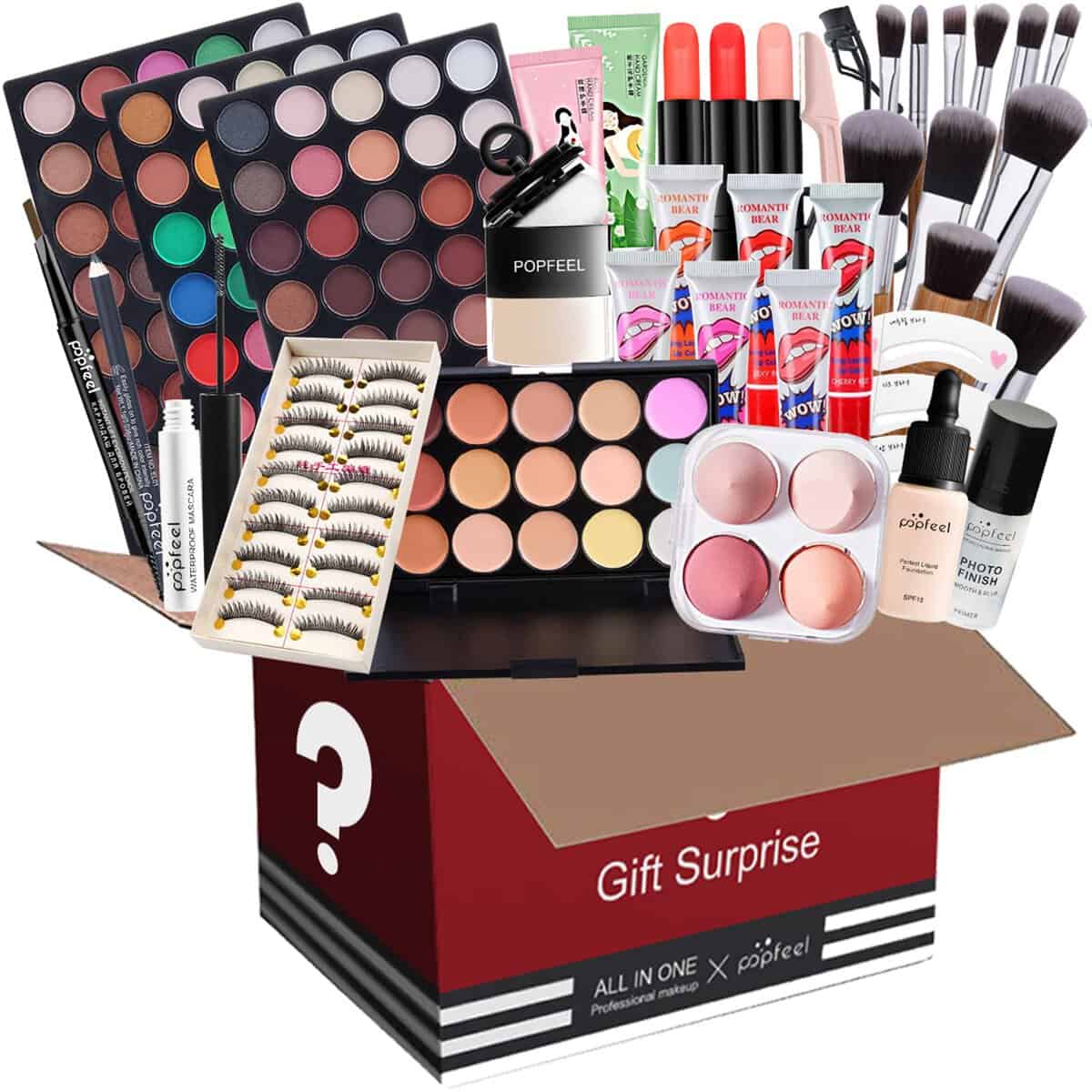 FantasyDay All-in-one Makeup Set Gift Surprise | Full Makeup Kit for Women Multipurpose Essential Starter Bundle Include Eyeshadow Palette Lipstick Blush Concealer Face Powder Eyeliner Mascara Brush