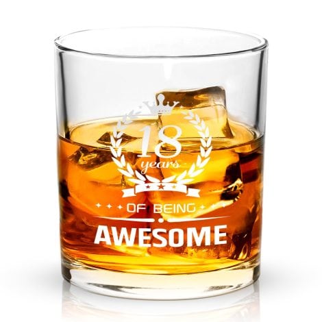 Celebrate turning 18 with our fantastic Joyful Whiskey Glass, a perfect gift for both men and women.