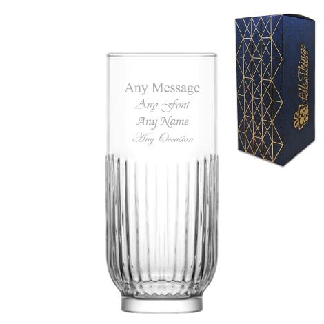 Custom Engraved 395ml Highball Glass in Campana Style, Comes with a Gift Box, Perfect Personalized Gift.