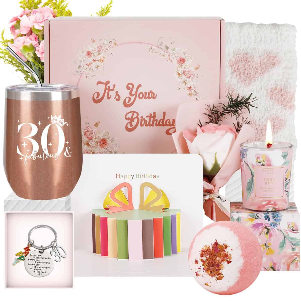 Resogenix 30th Birthday Gifts for Women, Happy 30th Birthday Pamper Hamper Gift Set for Women, Unusual Birthday Presents Relaxation Gifts Ideas for Her Sister Best Friend Daughter Who Have Everything