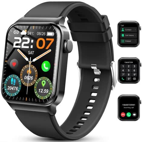 uaue Smart Watch: A stylish 1.85″ device for calls, heart-rate monitoring, sleep tracking, and fitness activities, compatible with iOS and Android.