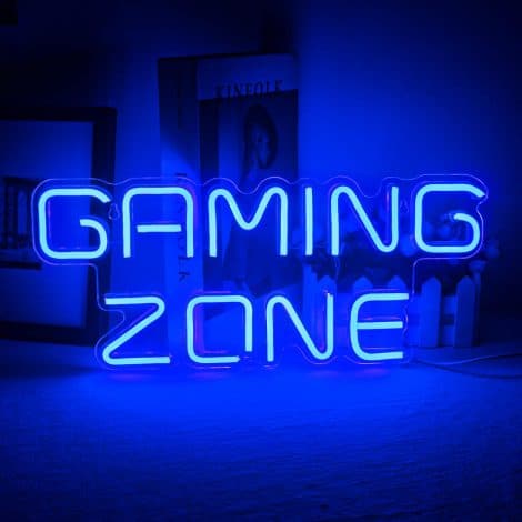 Blue LED Gaming Neon Light for Wall Decor, perfect for game rooms, man caves, ideal gamer gift.