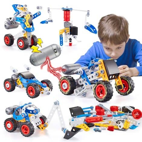 STEM Toys Building Blocks: Educational construction set for kids aged 5-10, 113 pieces. Engineering kit for creative learning, ideal birthday gift.