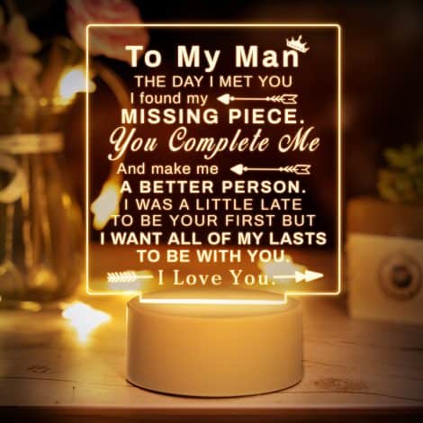 Christmas and birthday gifts for boyfriends with engraved touching words; perfect for 1-year anniversary.