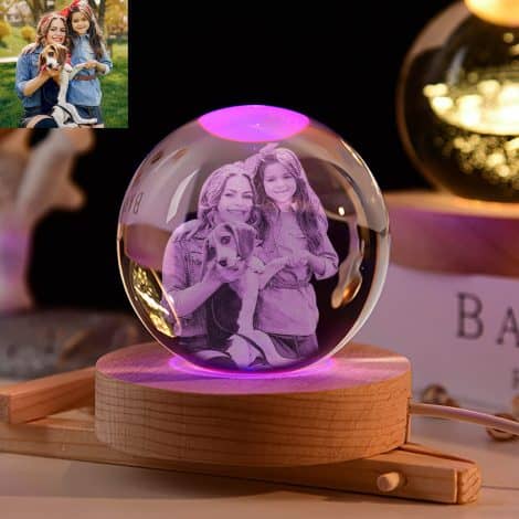 Customise your own 3D photo engraved on Crystal Night Lights – the perfect family gift!