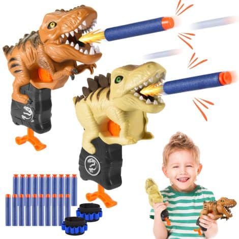 Outdoor Garden Games and Dinosaur Toys for Boys aged 5-12, a perfect birthday gift with Soft Bullet Gun.