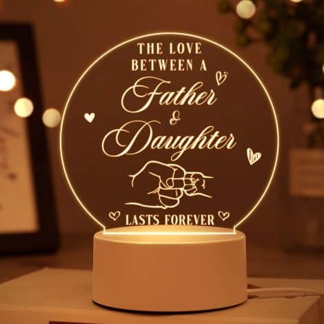 Engraved Night Light: Heartfelt Appreciation Gift for Dad on Christmas, Birthday, from Both Daughter and Son.