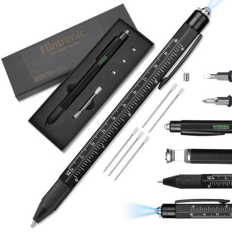 Flintronic Multipurpose Pen: Ideal gifts for men, handy DIY gadget with 8 tools, perfect for Christmas stocking fillers.