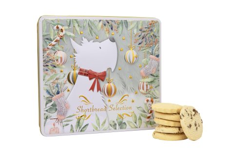 Christmas Tin of Scottie Dog Biscuits, Classic Scottish Shortbread Gift Set for Her and Him.