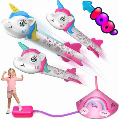 Magical Unicorn Air Rocket Launcher – Perfect Garden Outdoor Gifts for 2-6 Year Old Girls. Ideal Unicorn-themed Christmas or birthday presents.