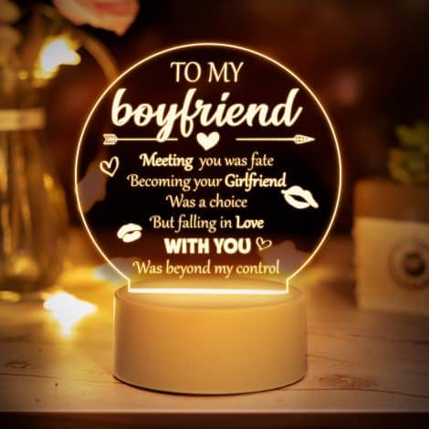 Engraved Acrylic Night Light – Perfect Boyfriend Gift! Romantic, heartfelt present for Valentine’s, birthdays, and anniversaries.