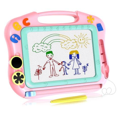 LOFEE’s Magna Doodle for 3+ year old girls: A magnetic doodle board, perfect as a birthday gift. Pink color.