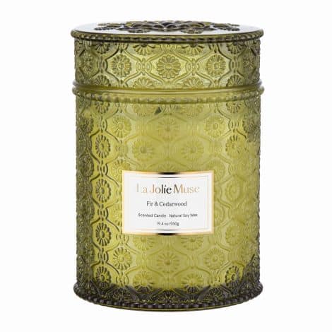 Luxury Christmas candles by LA JOLIE MUSE with a refreshing blend of balsam fir and cedarwood.