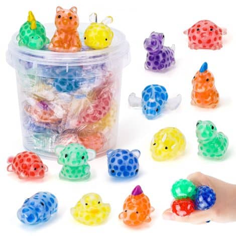 Dikence Mochi Squishy Fidget Toys – A popular stress relief toy for kids, with water beads and storage box. Great gift.