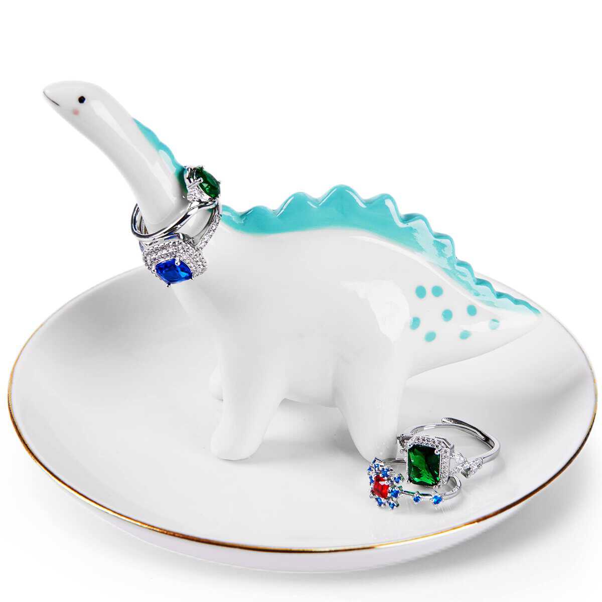 Aspegiffu Dinosaur Gifts for Women, Dinosaur Ring Trinket Dish Jewellery Holder, Unique Gifts for Women Ring Stand Jewelry Organiser, Christmas Birthday Gifts for Adult Her Girls