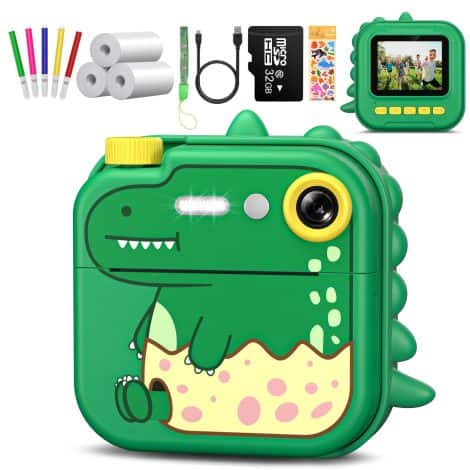 Gofunly Children’s Instant Camera with 2.4″ Screen, 1080P Selfie Mode, 32G SD Card – Perfect Christmas gift for kids aged 3-12.