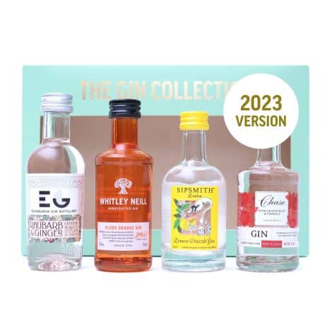 Gin Present Pack – Tasty Mini Gins, Fruity Rhubarb & Ginger, Pink Chase, Zesty Sipsmith, Tangy Whitley Neill, Perfect for 2023.