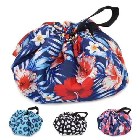 Hot Tropics Drawstring Makeup Bag, perfect for travel, with a large capacity to organize cosmetics. Ideal gift for women, ladies, and teenage girls.