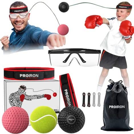 PROIRON Boxing Headband Ball with Safety Glasses: Ultimate hand-eye coordination training equipment for boxing, MMA, and the perfect gift for teenage boys.