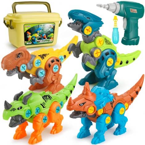 Dreamon Take Apart Dinosaur Toys with Storage Box & Electric Drill for Children – Educational STEM Gifts