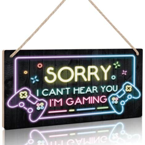 Gamer’s Wooden Plaque: TOARTi Neon Light Door Sign with Gaming Quotes – Perfect Gamer Gift.