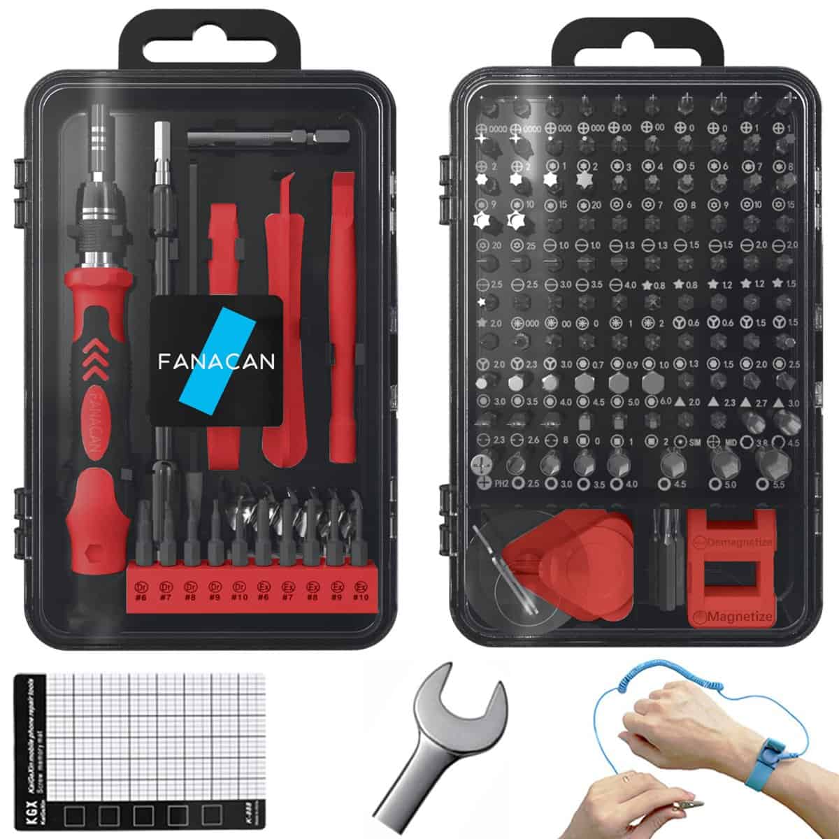 FANACAN 160in1 Precision Screwdriver Set, Magnetic Small Screwdriver Set, Electronic Repair Tool Kit, Compatible with iPhone, MacBook, Laptop, PC, Tablet, Phone, Computer, PS4, PS5, Switch (Red)