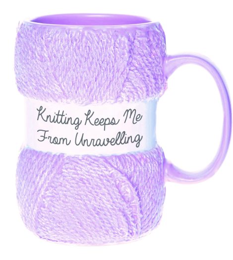 Boxer Gifts Knitting Gift Mug prevents stress while enjoying a warm cuppa. Holds 12oz, perfect knitting accessory.