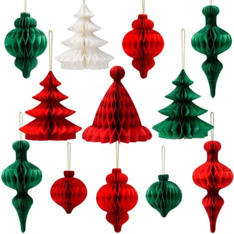 YBwanli Christmas Table Decoration Set: Traditional indoor garland, vintage paper ceiling decorations. Unique and reusable hanging ornaments.