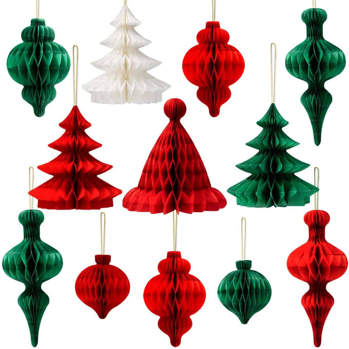YBwanli 12 pieces christmas table decoration,traditional christmas decorations indoor,garland,paper vintage christmas ceiling decorations,Novel and reusable paper christma shanging decorations
