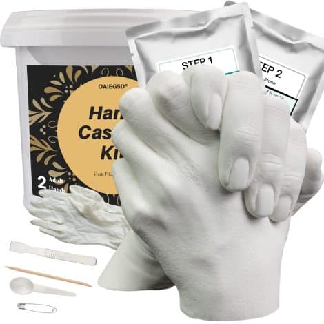 Hand Casting Kit for Couples: Create a unique keepsake of your love with this DIY hand statue. Perfect wedding gift.