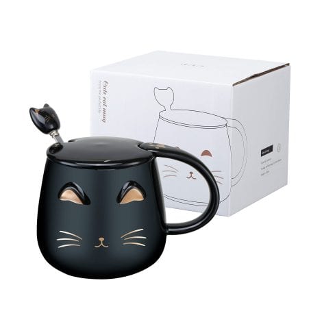 “Phitihui Black Cat Mug: Adorable Cup for Her, Perfect Gift for Birthdays, Christmas, Valentine’s Day.”