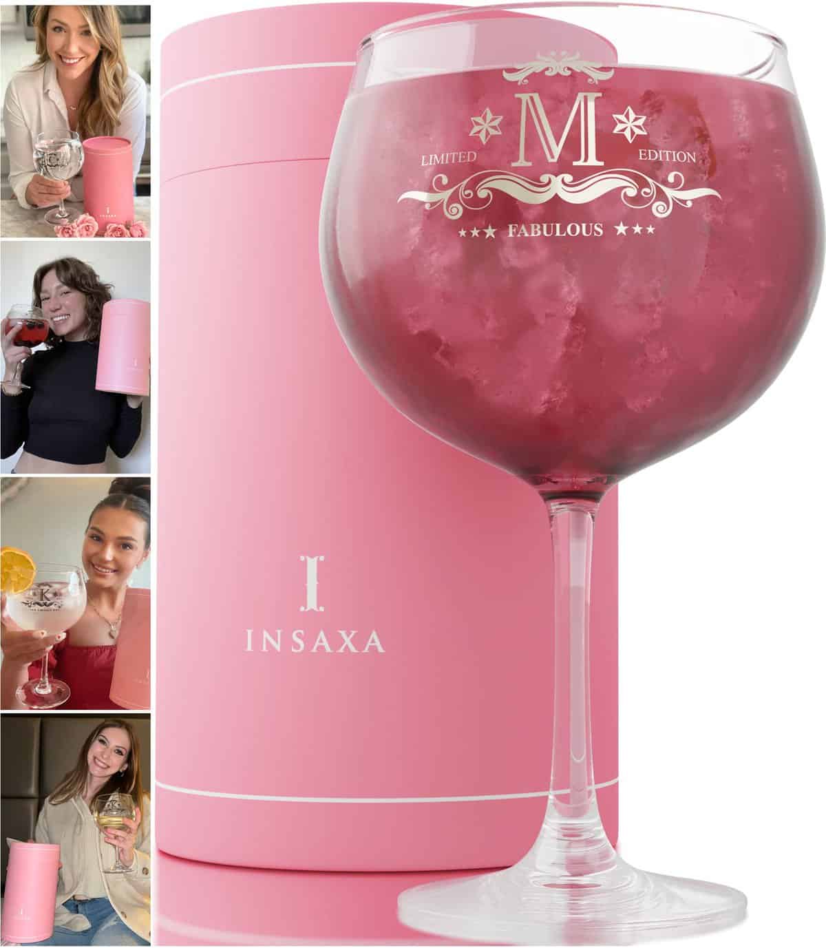 Personalised Gifts for Women - Large Gin Balloon Glass (730ML) - Your Choice of Initial (M)