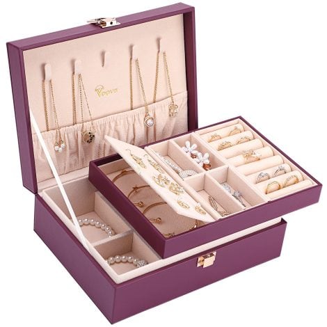 Purple Voova Jewelry Box: Stylish, spacious, and practical organizer for UK ladies to store their precious accessories.