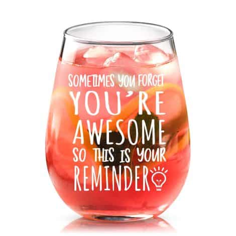 Fantastic Friend Gifts for Women, Incredible 15 oz Stemless Wine Glass, Appreciation Gift for Friends, colleague or Best Friend, Perfect Birthday or Christmas Present