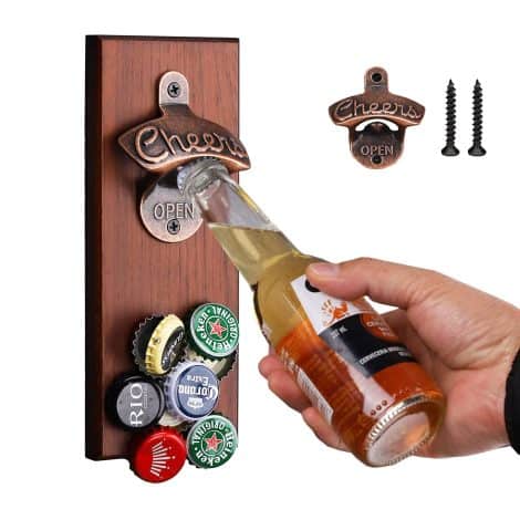 Magnetix Beer Opener: Wall-mounted, catches caps, perfect gift for him, adds style to home bar, pub, or man cave. Ideal for birthdays and housewarmings.