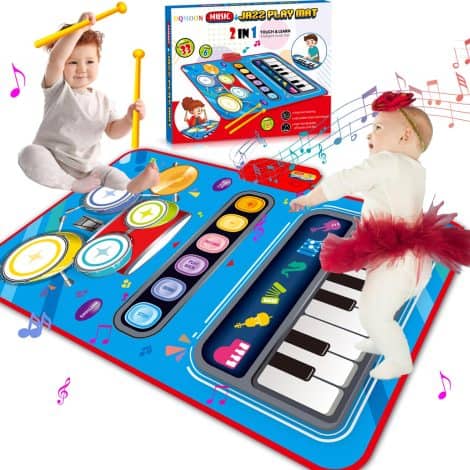 2-in-1 Piano & Drum Dance Mat: Perfect musical gift for 1-5 year olds, ideal for Christmas stockings.