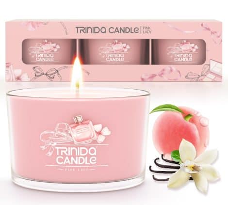 TRINIDa Candles offers a delightful Pink Lady Collection, featuring 17 scented candle variants, perfect for gifting.