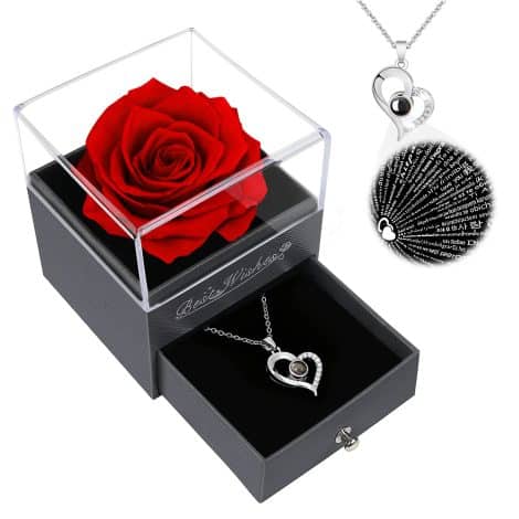 Gifts for ladies, a beautiful preserved red rose, perfect for mom, wife, or any occasion.