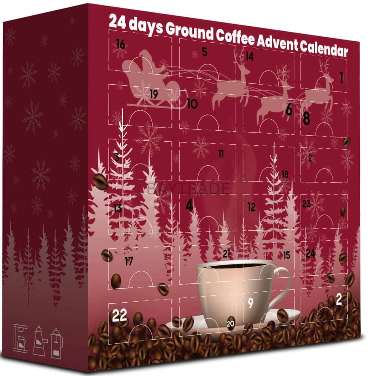 Christmas Coffee Advent Calendar 2023|24 Days Flavoured GROUND Coffee For Cafetiere | Gourmet Coffee Gift Set | Adult Advent Calendar 2023 For Men Women Couples Ladies Lovers Vegan Xmas Dairy Free (1)