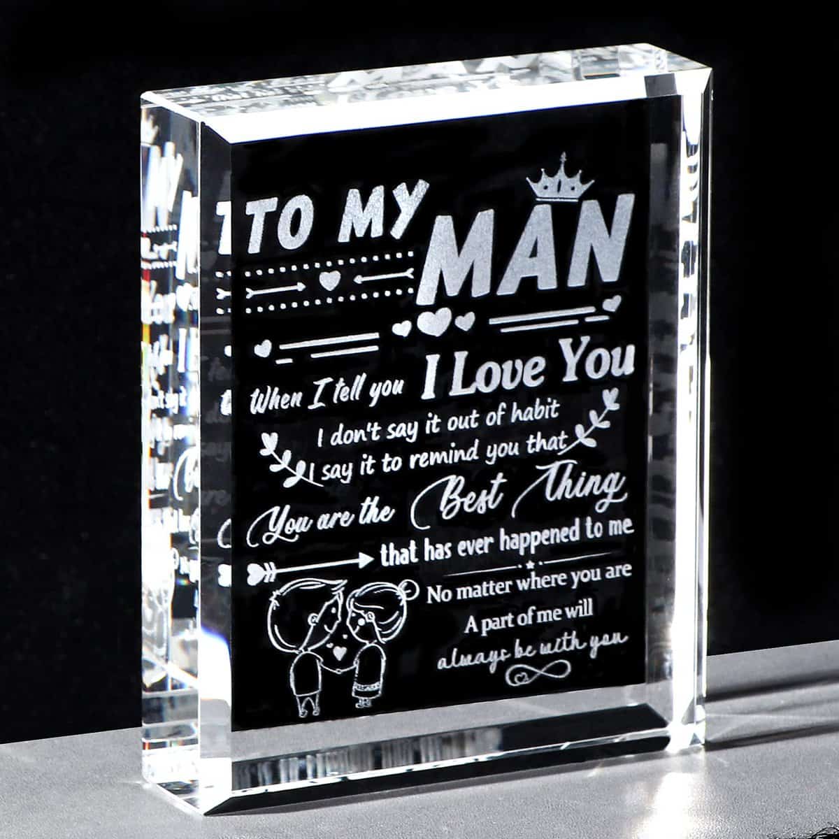 Ornalrist I Love You Gifts for Him Birthday Gifts for Husband Man Valentine Gifts for Boyfriend Anniversary Valentine's Day Gifts K9 Crystal Keepsake