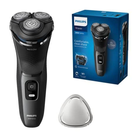 Philips Electric Shaver 3000 Series – Waterproof Men’s Shaver with Gentle Skin Protection, Beard Trimmer, and No Cords. (Model S3145/00)